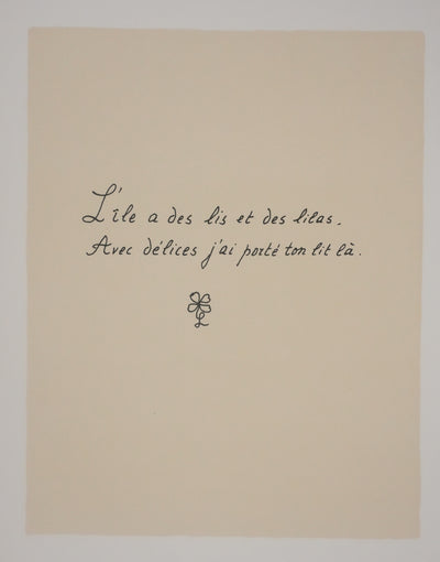 Louise DE VILEMORIN : Les lilas, Lithographie originale signée