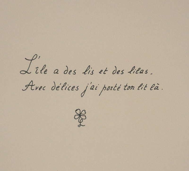 Louise DE VILEMORIN : Les lilas, Lithographie originale signée