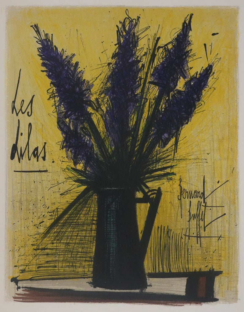 Bernard BUFFET : Les lilas, Lithographie originale signée