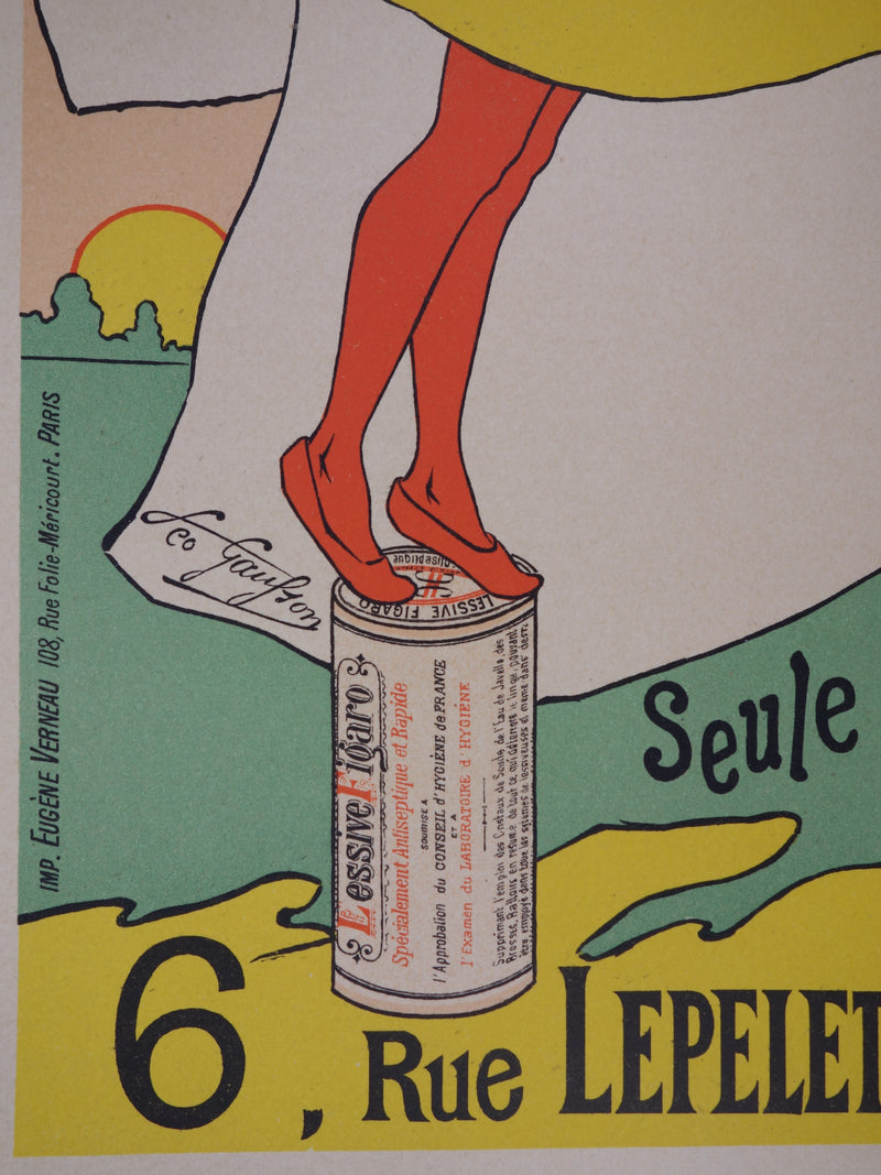 Léo GAUSSON : Lessive Figaro, Lithographie originale signée