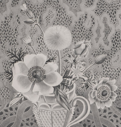 Kiyoshi HASEGAWA : Bouquet sur fond de dentelle, Gravure originale signée