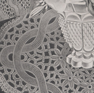 Kiyoshi HASEGAWA : Bouquet sur fond de dentelle, Gravure originale signée