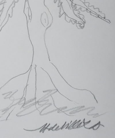 Hubert DEVILLEZ : L'arbre silhouette, Autographe et dessin original signé
