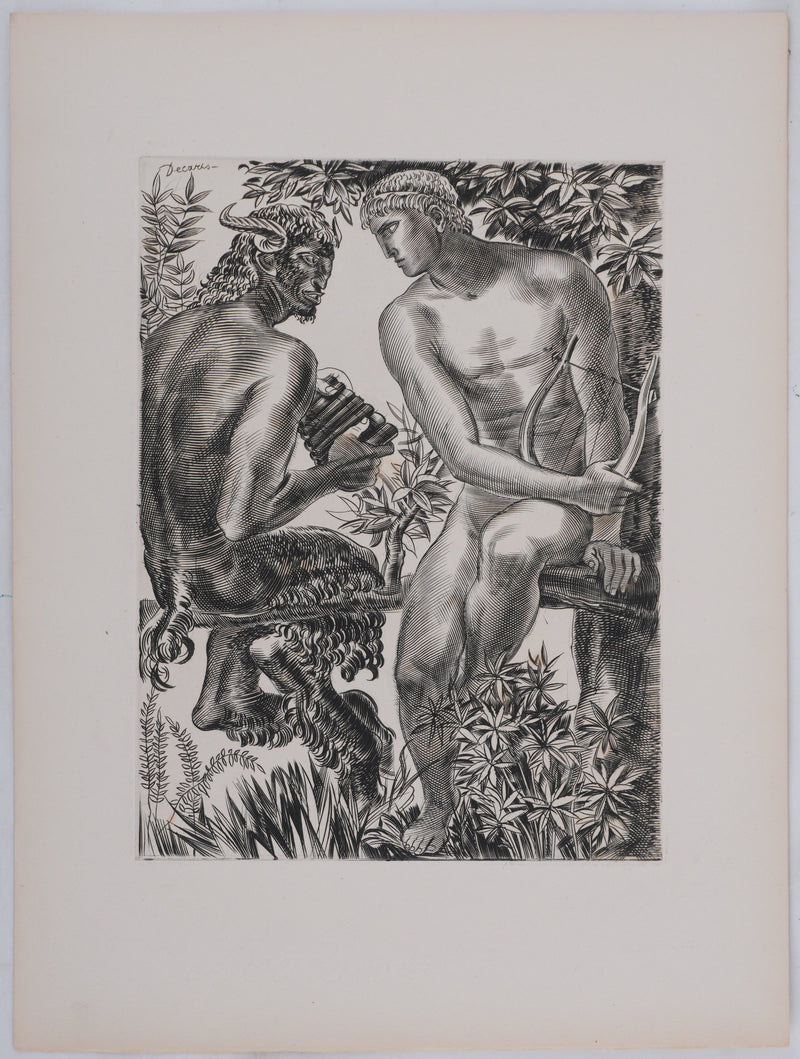 Albert DECARIS : Apollon et Marsyas, Gravure originale signée