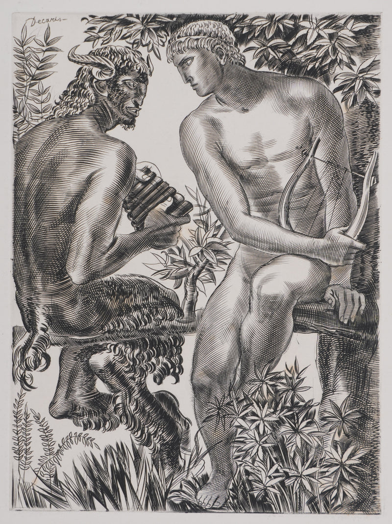 Albert DECARIS : Apollon et Marsyas, Gravure originale signée