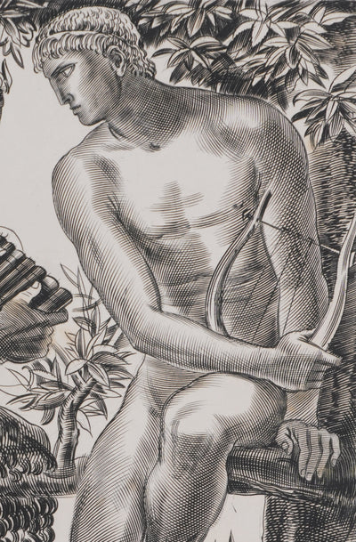 Albert DECARIS : Apollon et Marsyas, Gravure originale signée