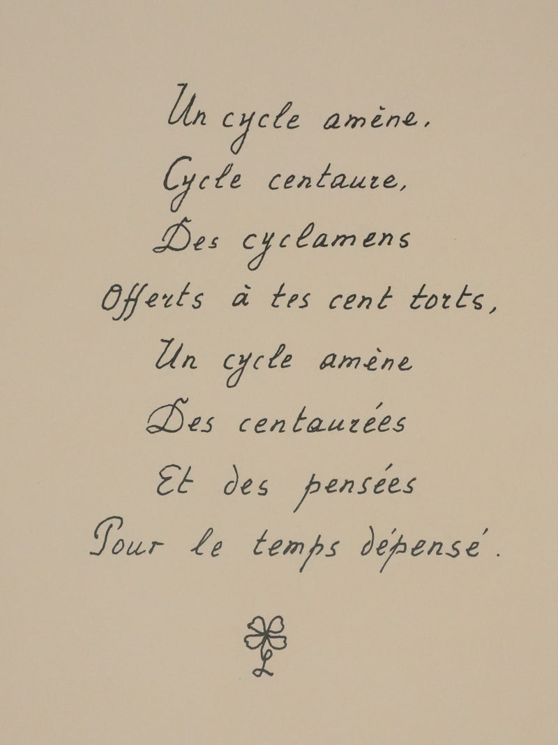 Louise DE VILEMORIN : Les cyclamens, Lithographie originale signée