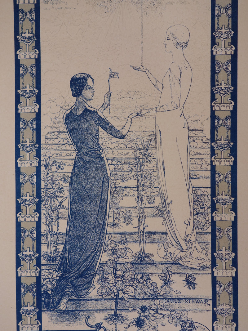 Carloz SCHWABE : Femmes illuminées, Lithographie originale signée