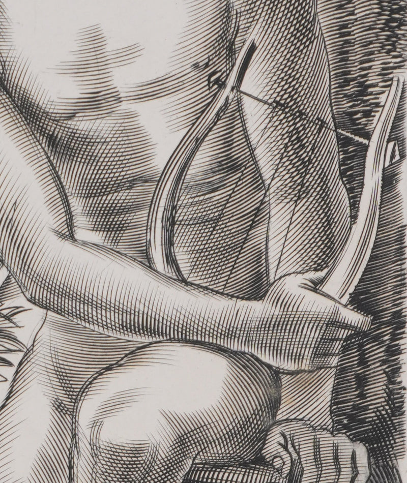 Albert DECARIS : Apollon et Marsyas, Gravure originale signée