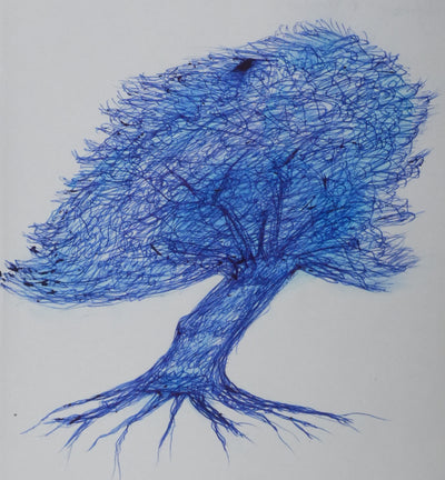 Guy DUMUR : L'arbre aux feuilles bleues, Autographe et dessin original signé
