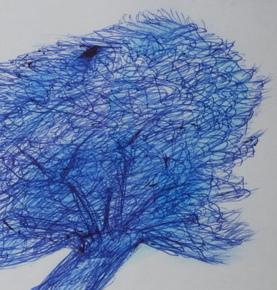 Guy DUMUR : L'arbre aux feuilles bleues, Autographe et dessin original signé