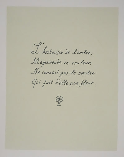Louise DE VILEMORIN : L'hortensia, Lithographie originale signée