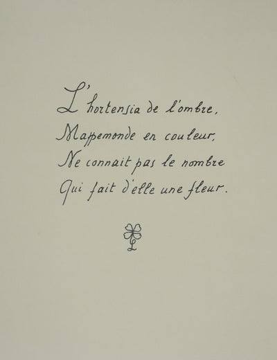 Louise DE VILEMORIN : L'hortensia, Lithographie originale signée