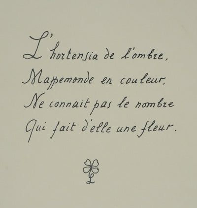 Louise DE VILEMORIN : L'hortensia, Lithographie originale signée