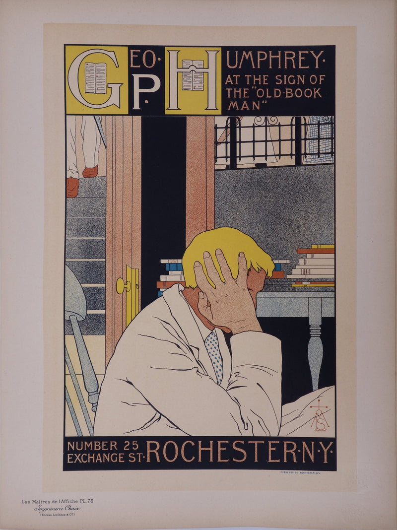 M. Louise STOWELL : Old Book Man, Lithographie originale signée