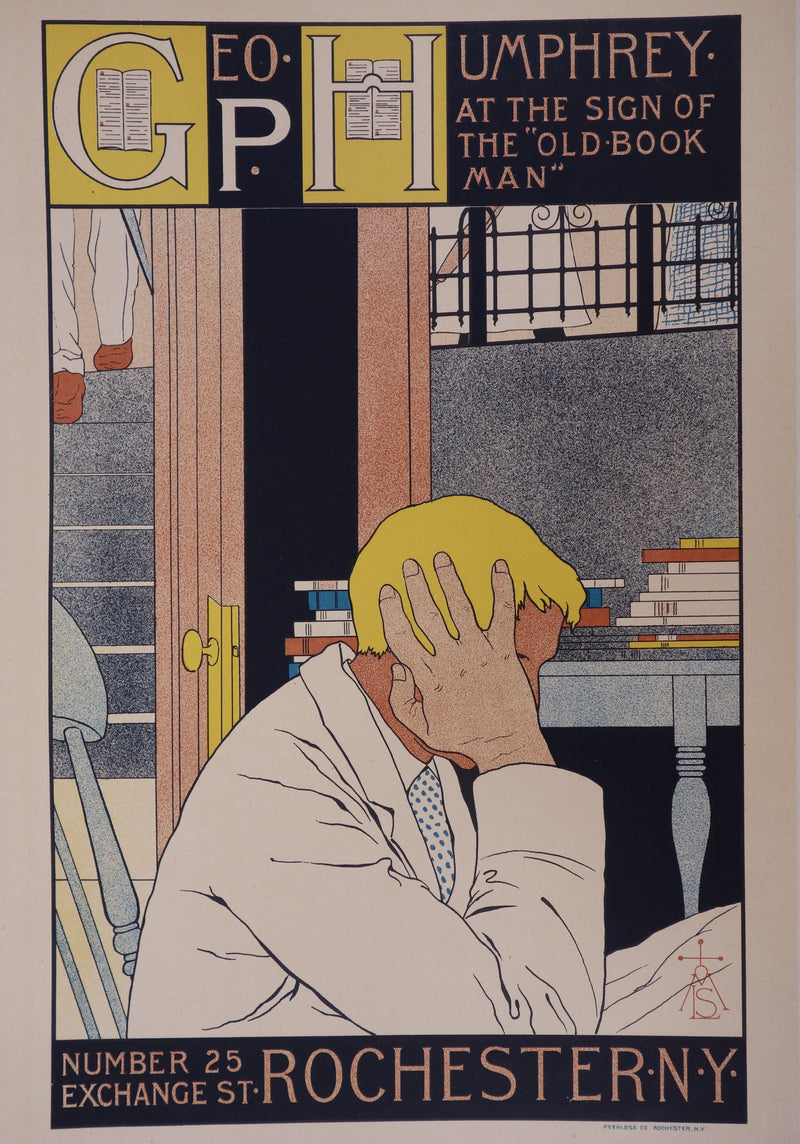 M. Louise STOWELL : Old Book Man, Lithographie originale signée