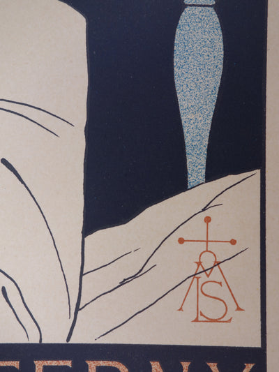 M. Louise STOWELL : Old Book Man, Lithographie originale signée