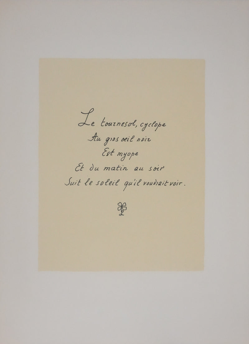 Louise DE VILEMORIN : Le tournesol, Lithographie originale signée