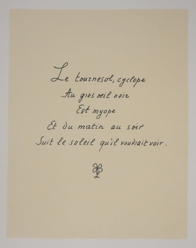 Louise DE VILEMORIN : Le tournesol, Lithographie originale signée