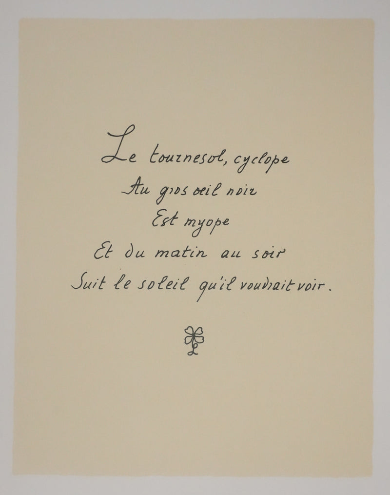 Louise DE VILEMORIN : Le tournesol, Lithographie originale signée