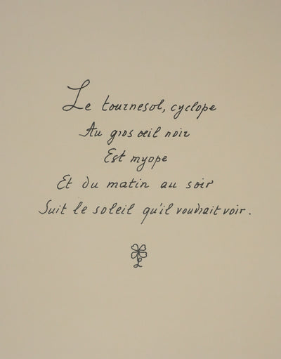 Louise DE VILEMORIN : Le tournesol, Lithographie originale signée