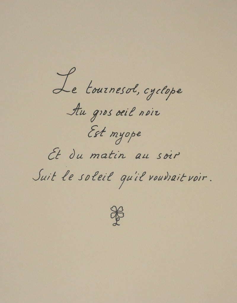 Louise DE VILEMORIN : Le tournesol, Lithographie originale signée