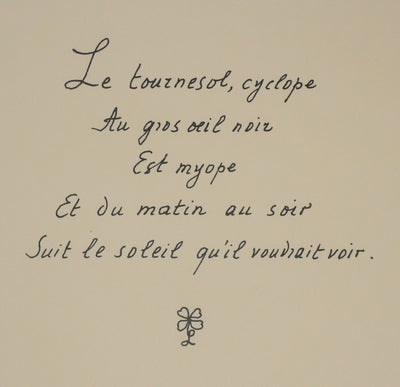 Louise DE VILEMORIN : Le tournesol, Lithographie originale signée