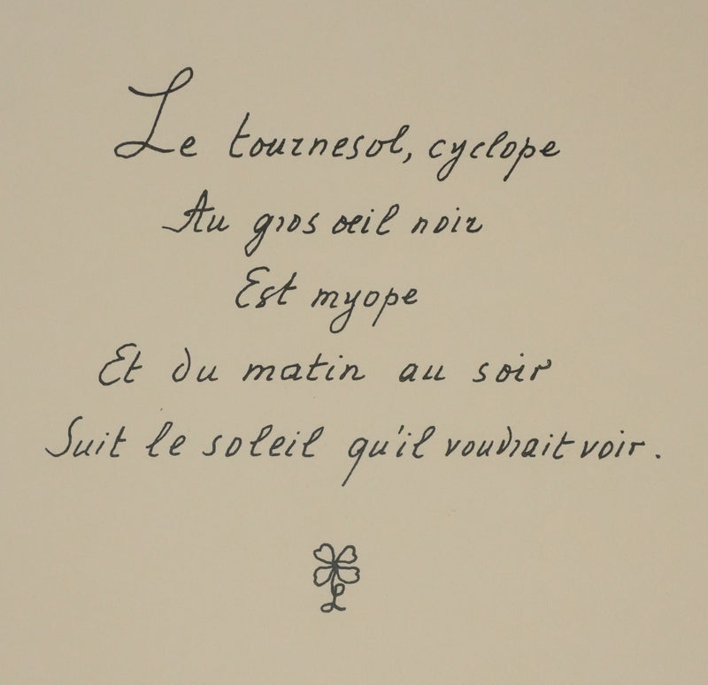 Louise DE VILEMORIN : Le tournesol, Lithographie originale signée