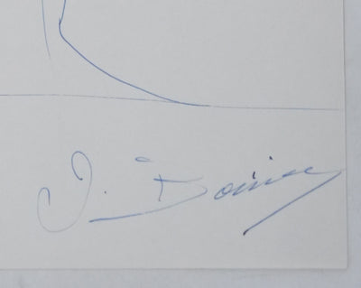 Jeanne BOURIN : L'arbre du parc, Autographe et dessin original signé