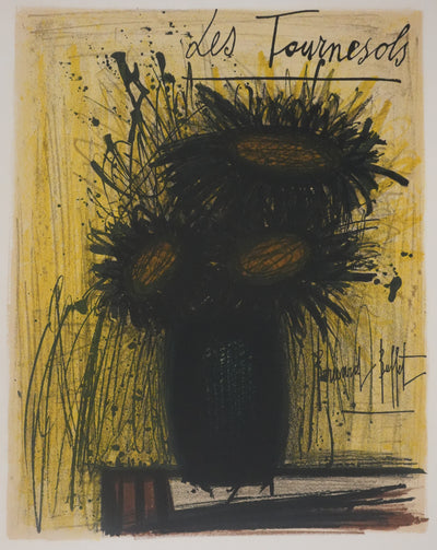 Bernard BUFFET : Les tournesols, Lithographie originale signée