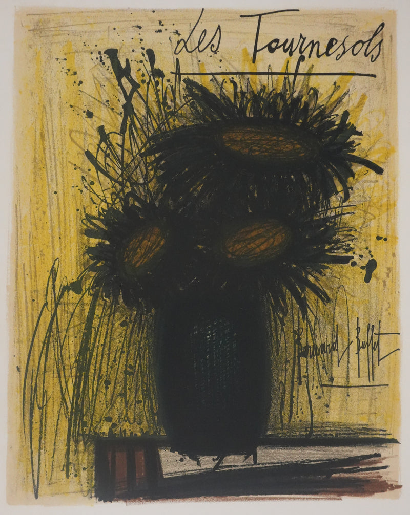 Bernard BUFFET : Les tournesols, Lithographie originale signée