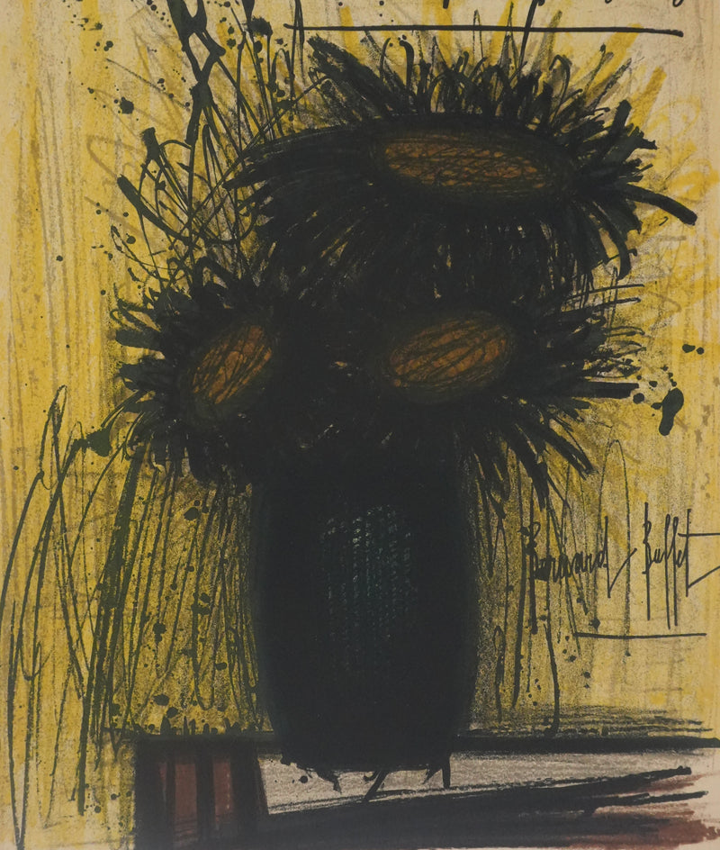 Bernard BUFFET : Les tournesols, Lithographie originale signée