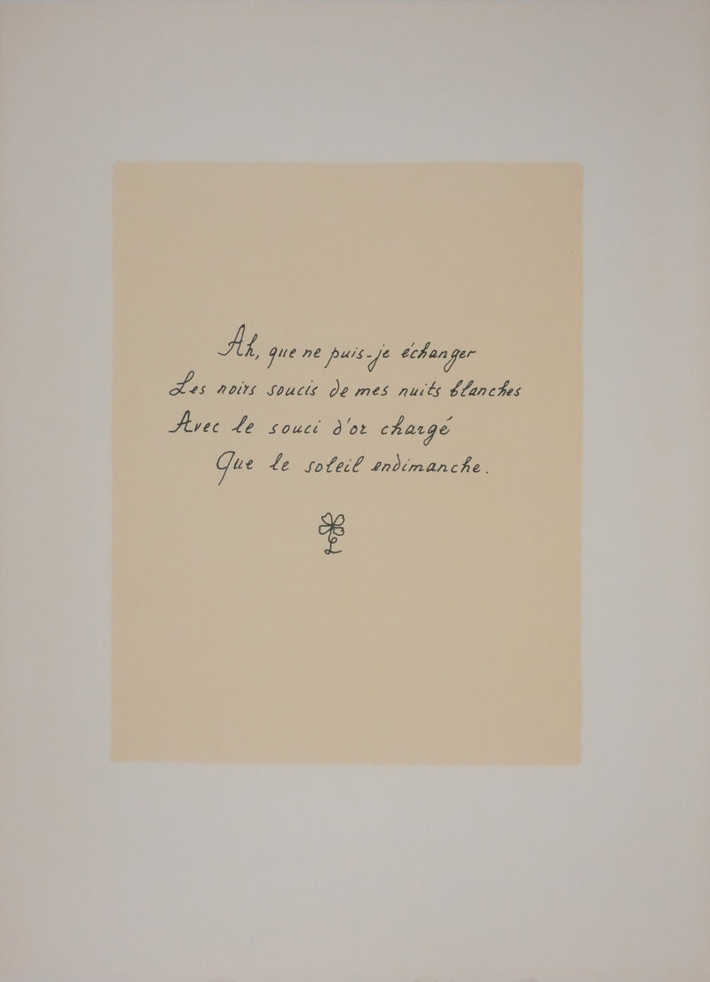 Louise DE VILEMORIN : Les soucis, Lithographie originale signée