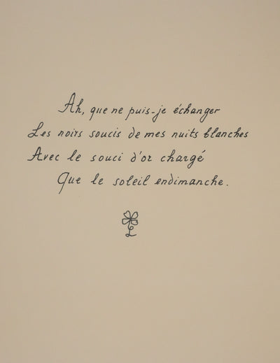 Louise DE VILEMORIN : Les soucis, Lithographie originale signée