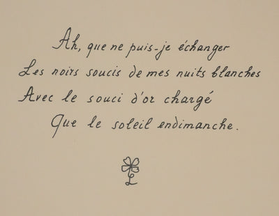 Louise DE VILEMORIN : Les soucis, Lithographie originale signée