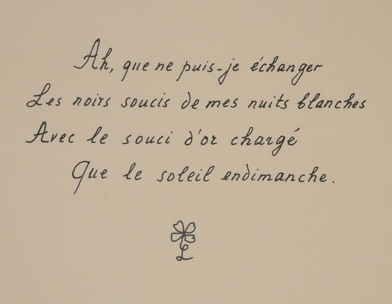 Louise DE VILEMORIN : Les soucis, Lithographie originale signée