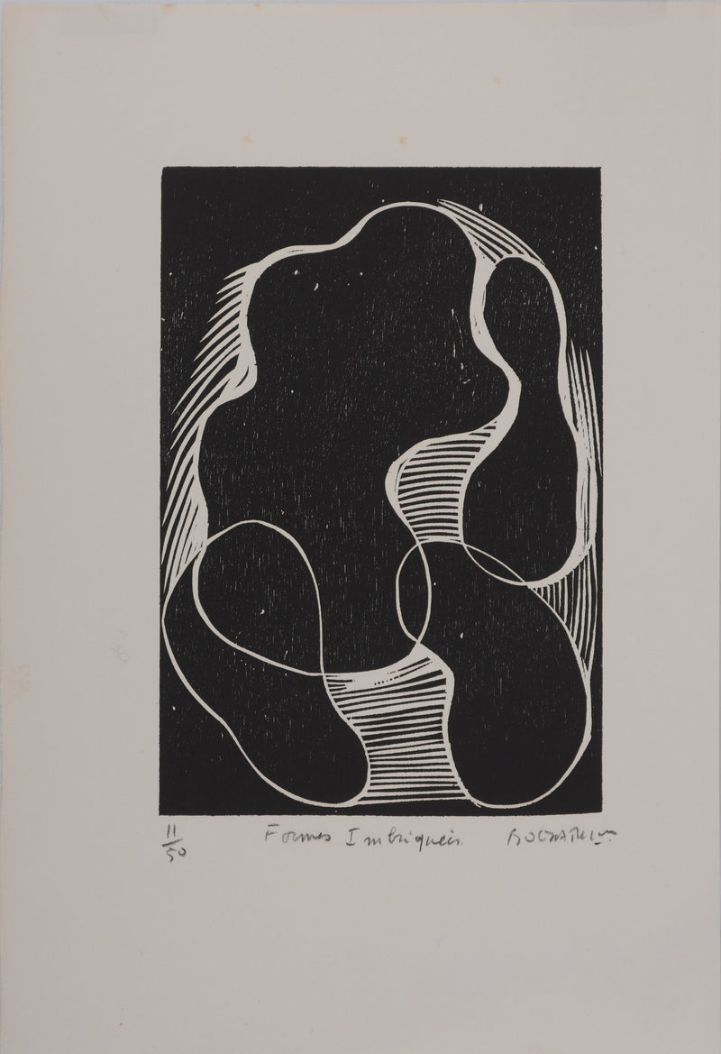 Claude BOGRATCHEW : Etreinte abstraite, Gravure originale