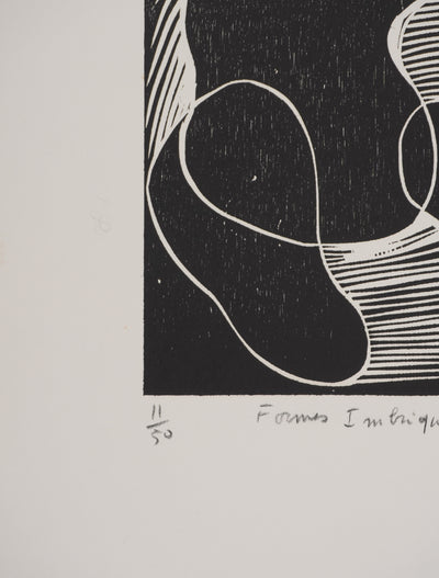 Claude BOGRATCHEW : Etreinte abstraite, Gravure originale