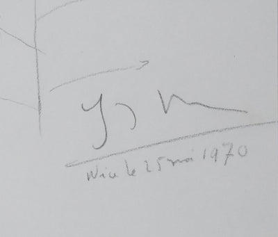 Yves BERGER : L'arbre dépouillé, Autographe et dessin original signé