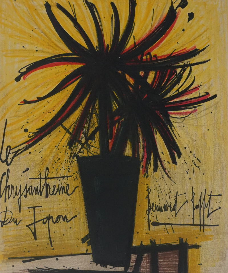 Bernard BUFFET : Le chrysanthème du Japon, Lithographie originale signée