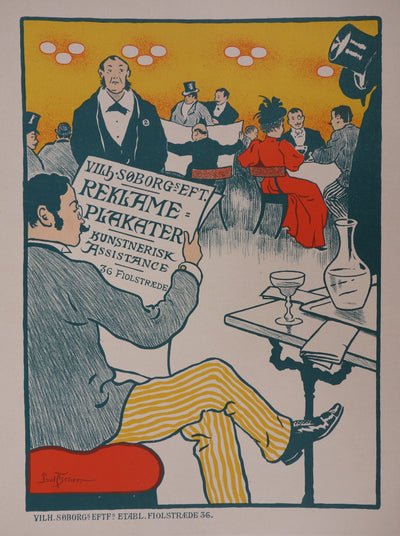 Paul FISCHER : Café mondain, Lithographie originale signée