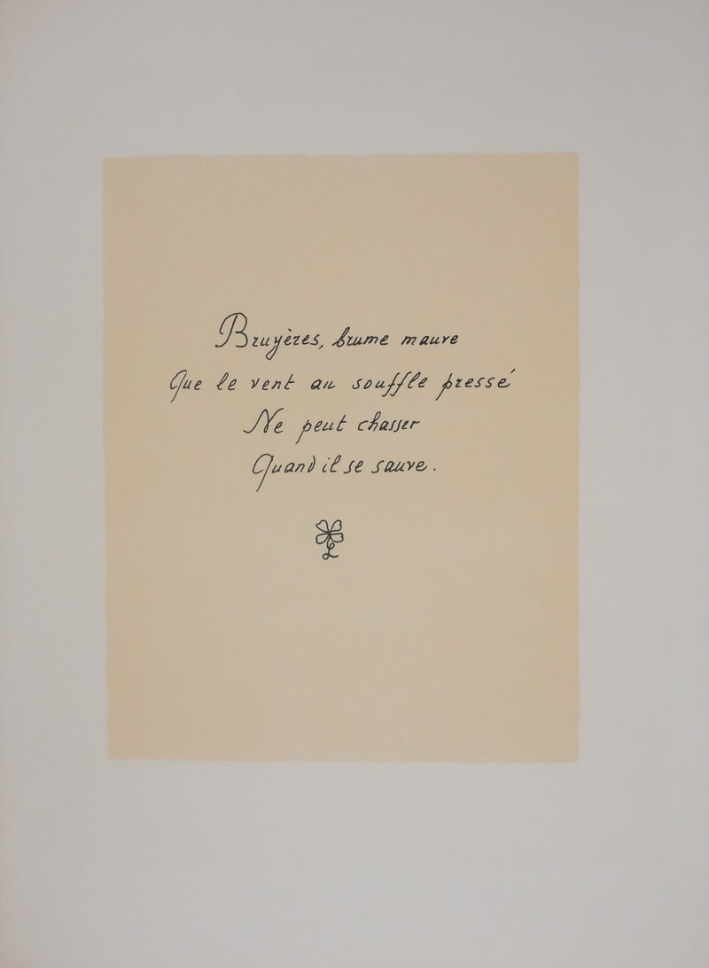 Louise DE VILEMORIN : La bruyère, Lithographie originale signée