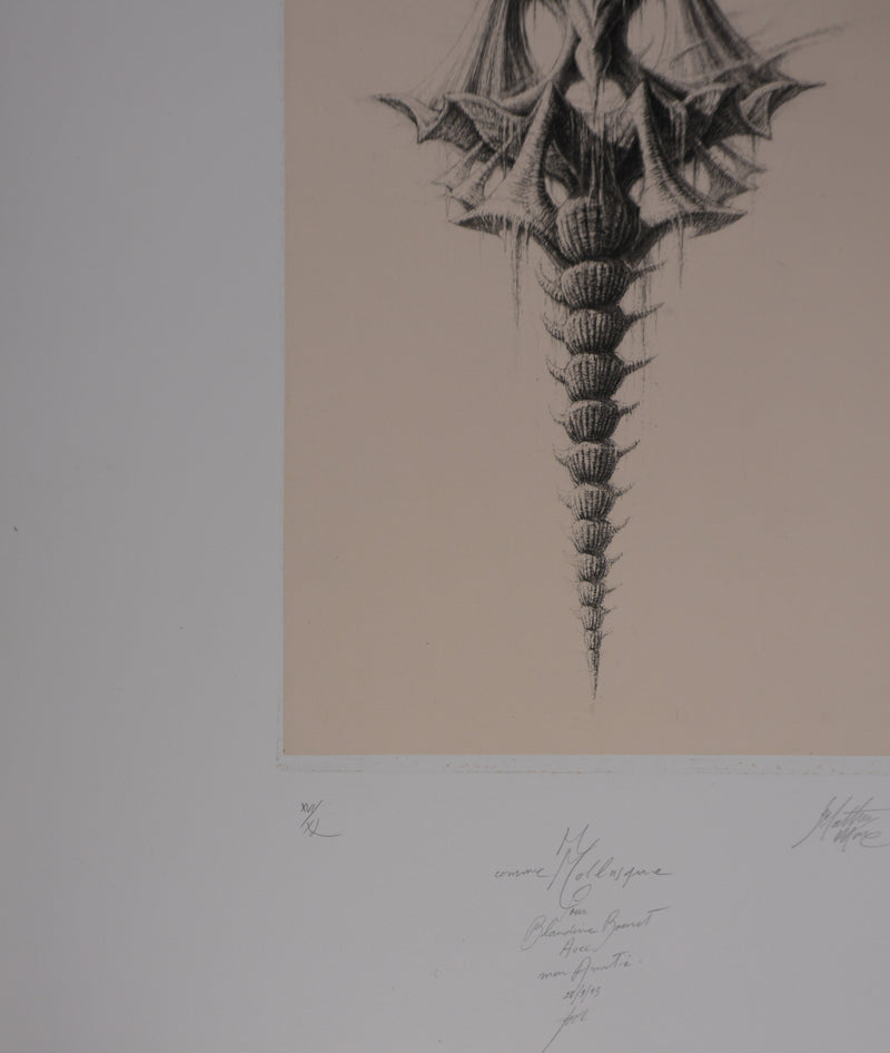Jean Michel MATHIEUX-MARIE : Créature marine, Gravure originale