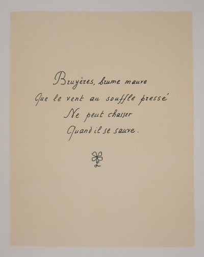 Louise DE VILEMORIN : La bruyère, Lithographie originale signée