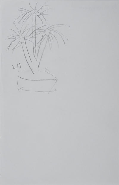 Lucie MAZAURIC : L'arbre en pot, Autographe et dessin original signé