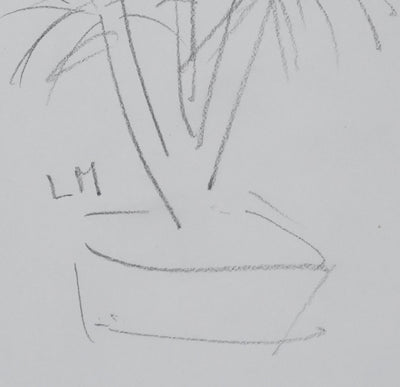 Lucie MAZAURIC : L'arbre en pot, Autographe et dessin original signé