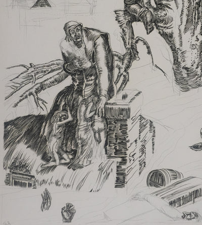 Albert DECARIS : L'inondation, Gravure originale signée