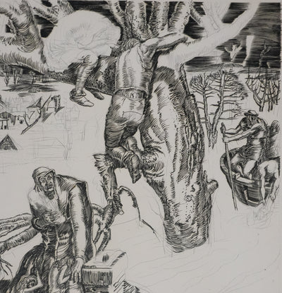 Albert DECARIS : L'inondation, Gravure originale signée