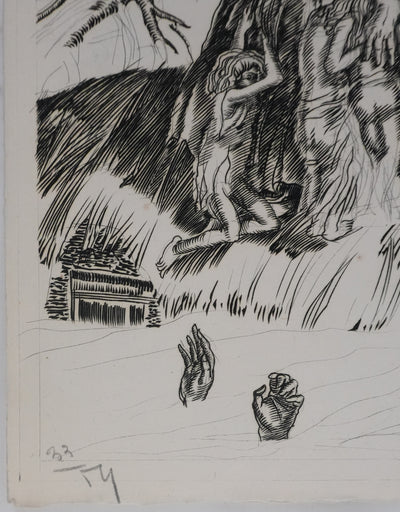 Albert DECARIS : L'inondation, Gravure originale signée