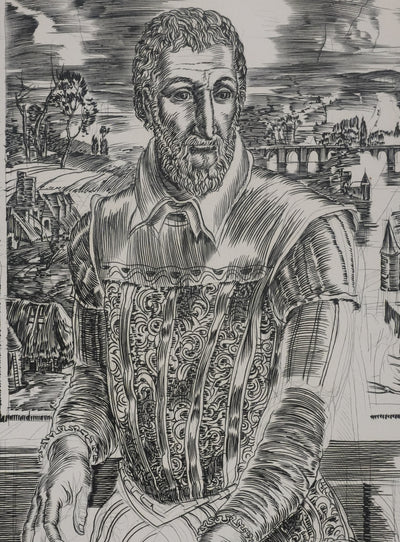 Albert DECARIS : Portrait de Ronsard, Gravure originale signée